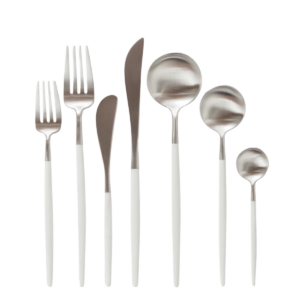 Goa Brushed Steel White Flatware.png