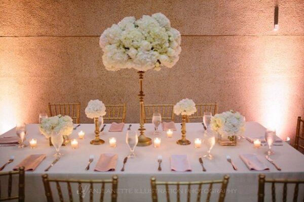Ivory and Blush Table Scape at The Parthenon Photo by Anjeanette Illustration Photography