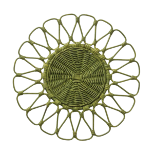 Anna Rattan Petal Fern ChargerAqua Sky Gold Charger