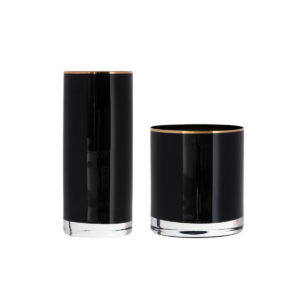 Chloe Gold Rimmed Black Glassware