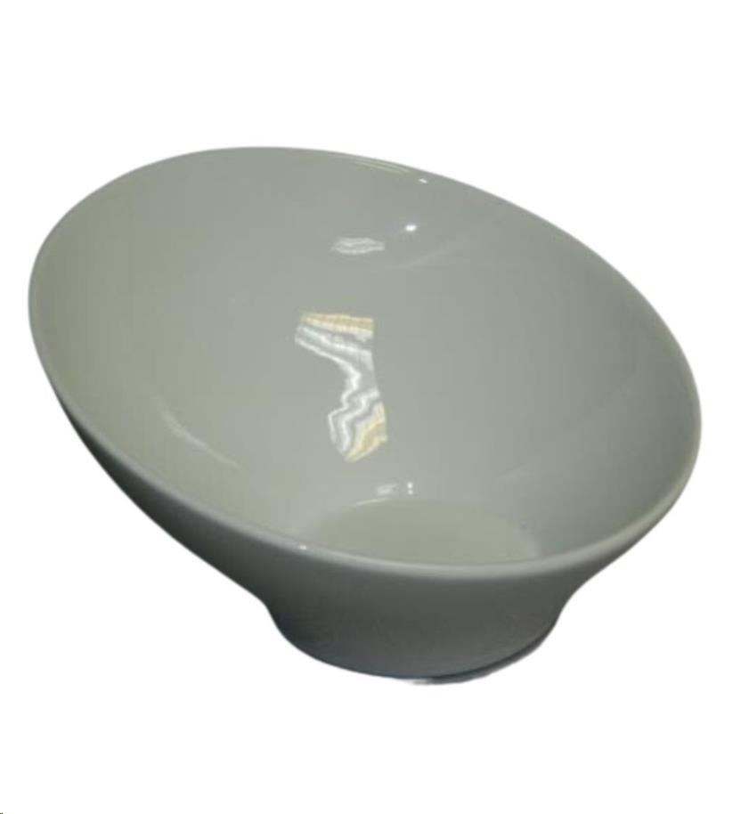 White Slanted Porcelain Serving Bowl 7"