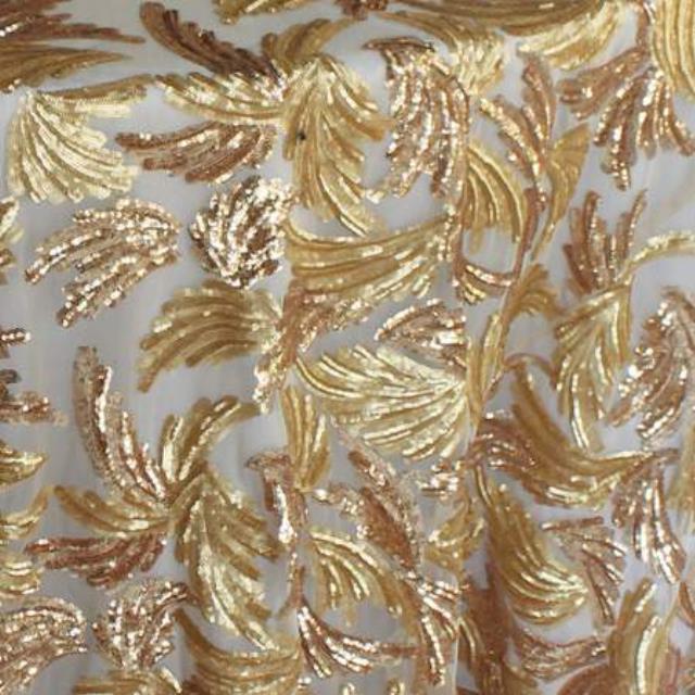 Fan Sequin Sheer Gold