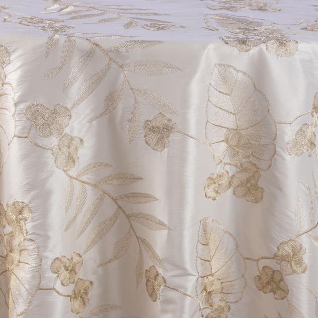 Embroidered Ivory Taffeta Gold