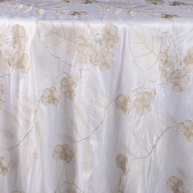 Embroidered White Taffeta Silver