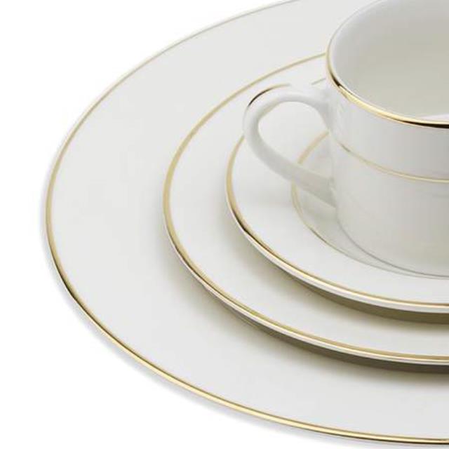 White With Double Gold Band Pattern