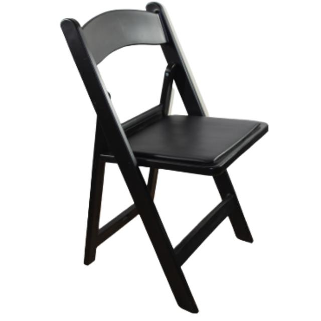 Black Resin Padded Folding Chair