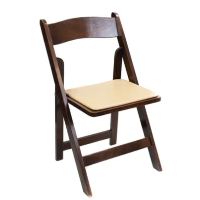 Walnut Folding Chair with Ivory Pad