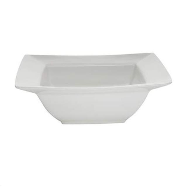 White Square Rimmed Porcelain Serving Bowl 11.25"