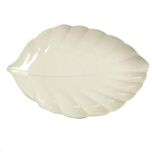 White Oval Leaf Porcelain Platter 16"