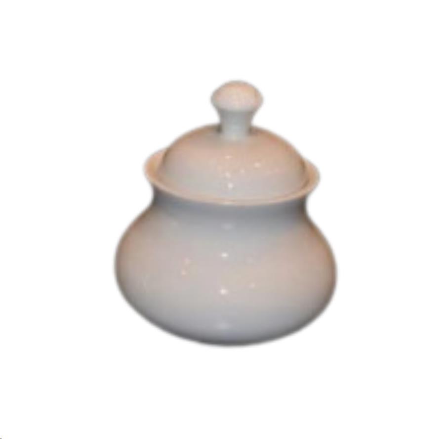 White Rim Sugar Bowl 12 oz with Lid