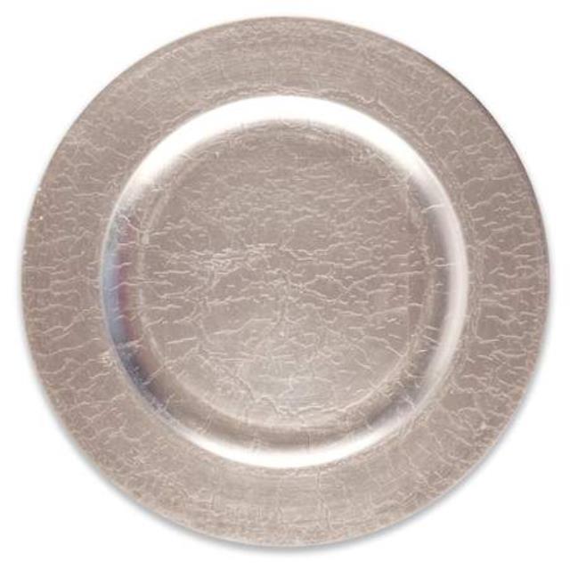 Crackled Silver Lacquer Charger 12"