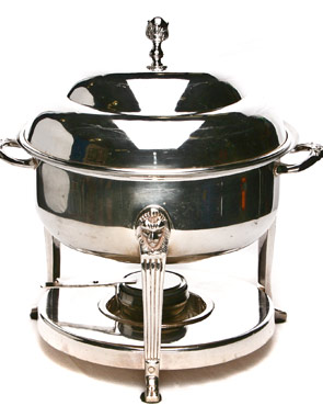 Stainless Steel Round High Polish Lion Chafer 8 qt