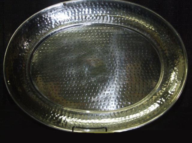 Silver Oval Hammered Tray 20"