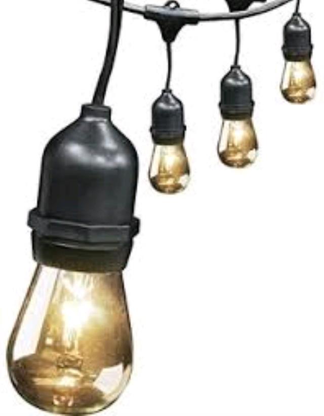 Clear Large Cafe Lights 50' Black Strand