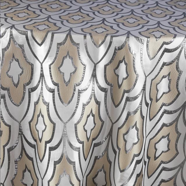 Beige and Platinum Jacquard Geometric Cuff