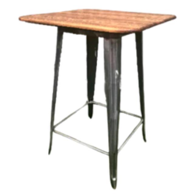 Gunmetal with Wood Top Highboy Table