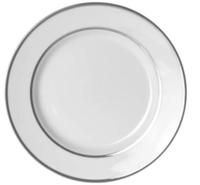 White with Double Silver Rim Salad/Dessert Plate