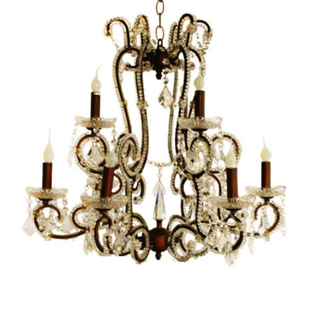 Antique Bronze And Crystal Chandelier