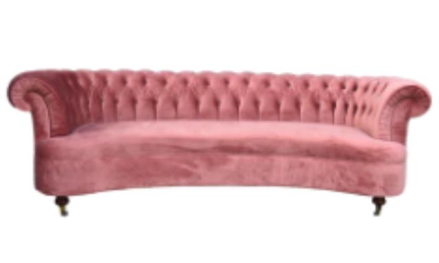Pink Rounded Velvet Sofa
