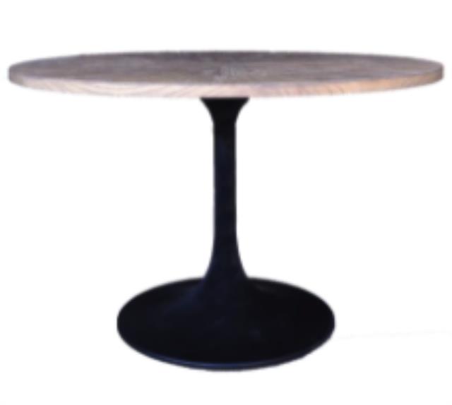 Black Tulip Dining Table with Wooden Top
