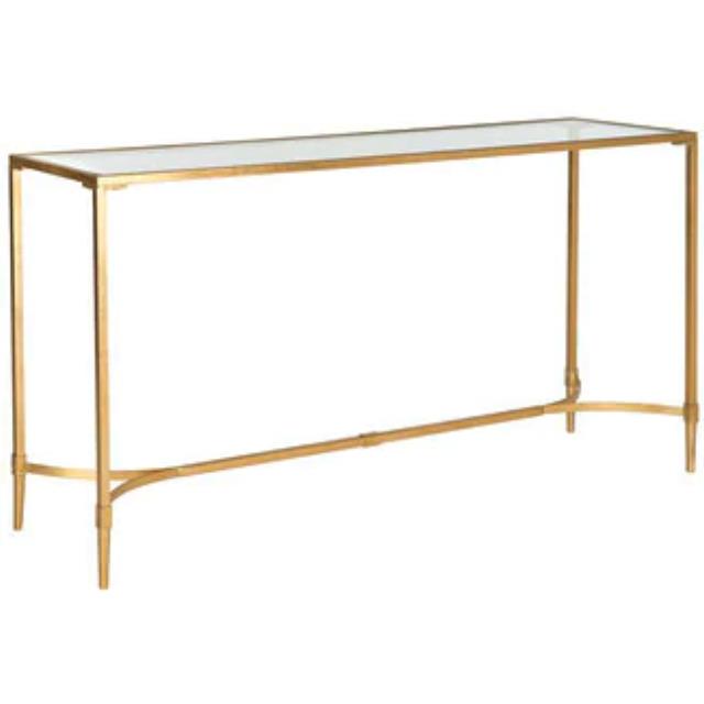 Gold Console Table with Glass Top