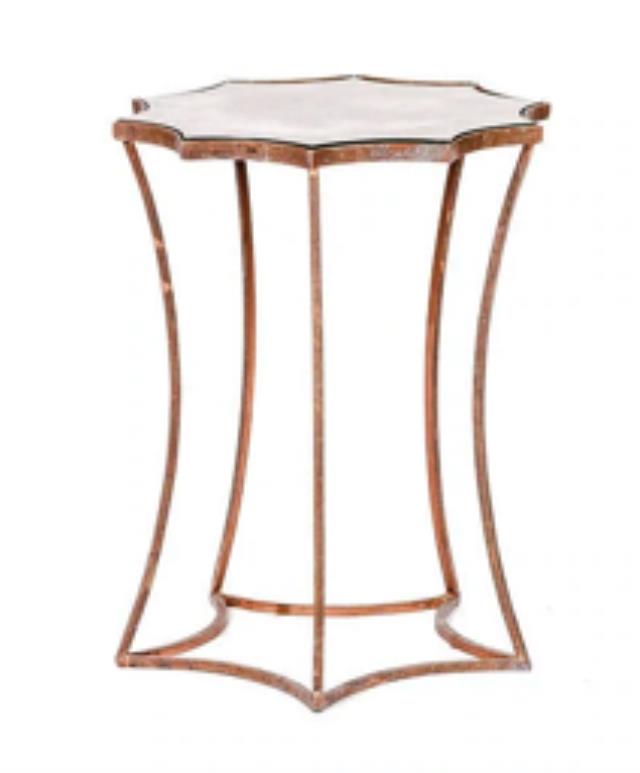 Gold Metal Starburst Side Table with Glass Top
