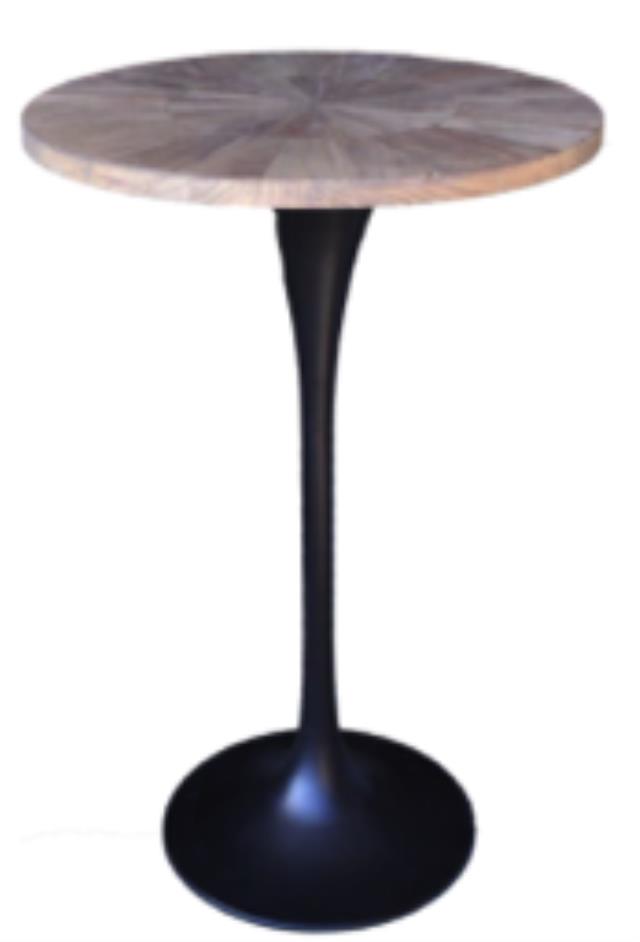 Black Tulip Cocktail Table with Wooden Top