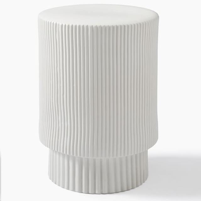 White Textured Side Table