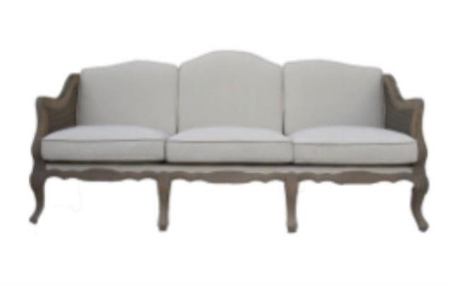 Italian Caneback Taupe Linen Sofa