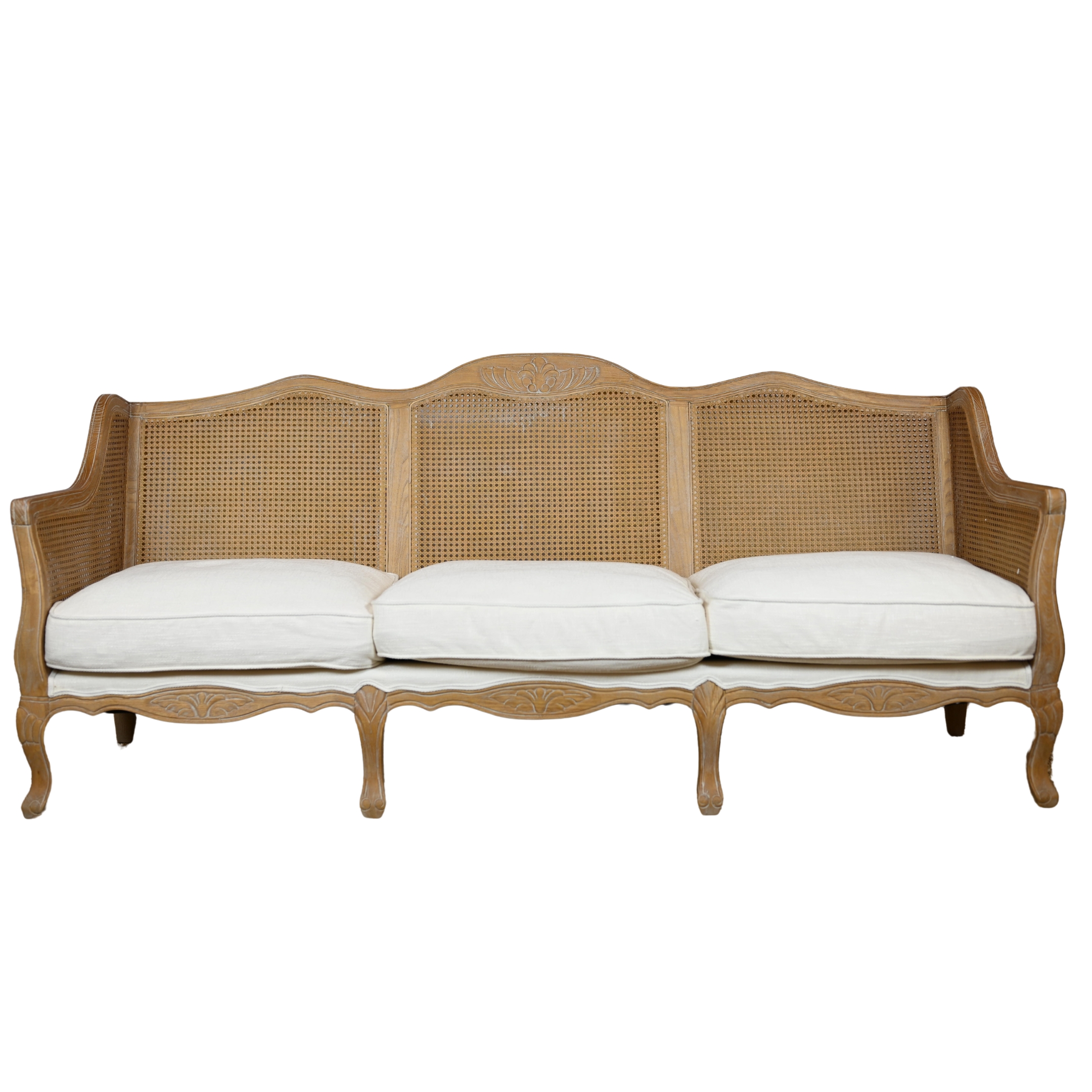Italian Caneback White Textured Sofa