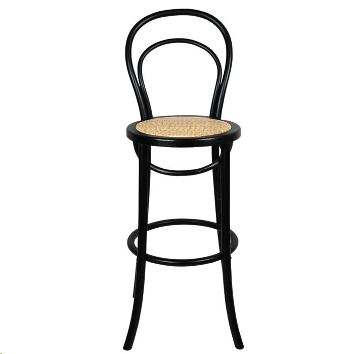 Black & Rattan Thonet Barstool