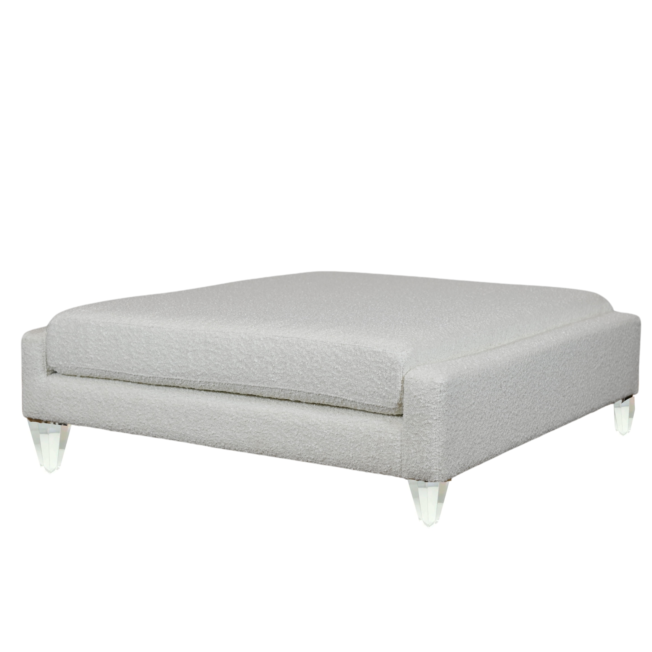 Winslow Ottoman: White Boucle