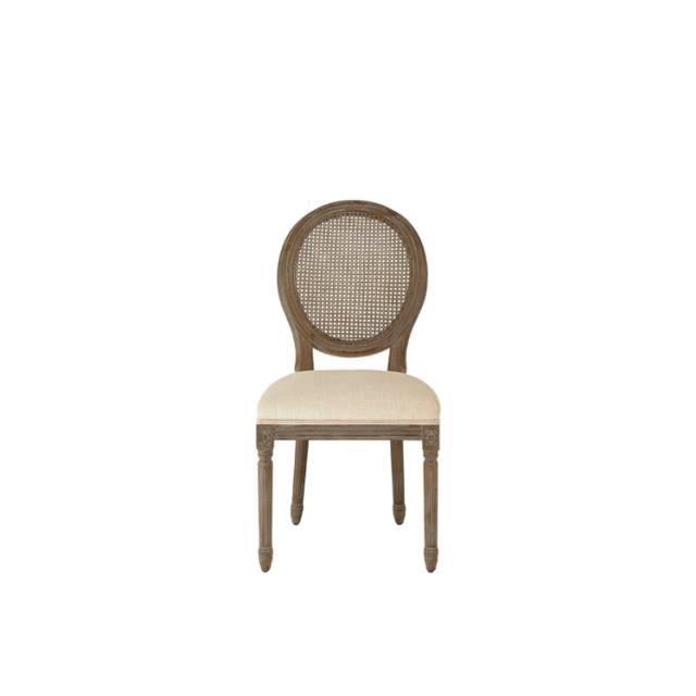 Caneback Linen Round Chair