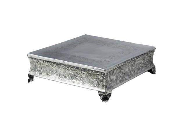 Square Ornate Cake Plateau 22"