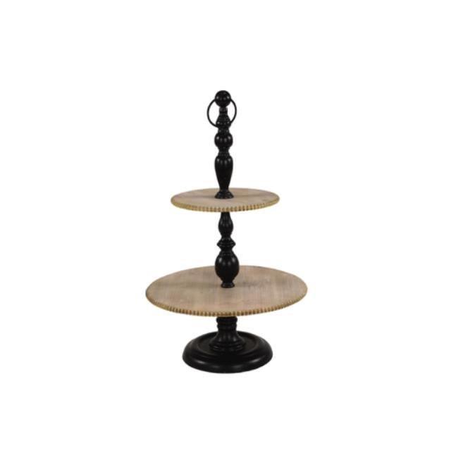 Wood & Black Metal 2 Tier Dessert Display
