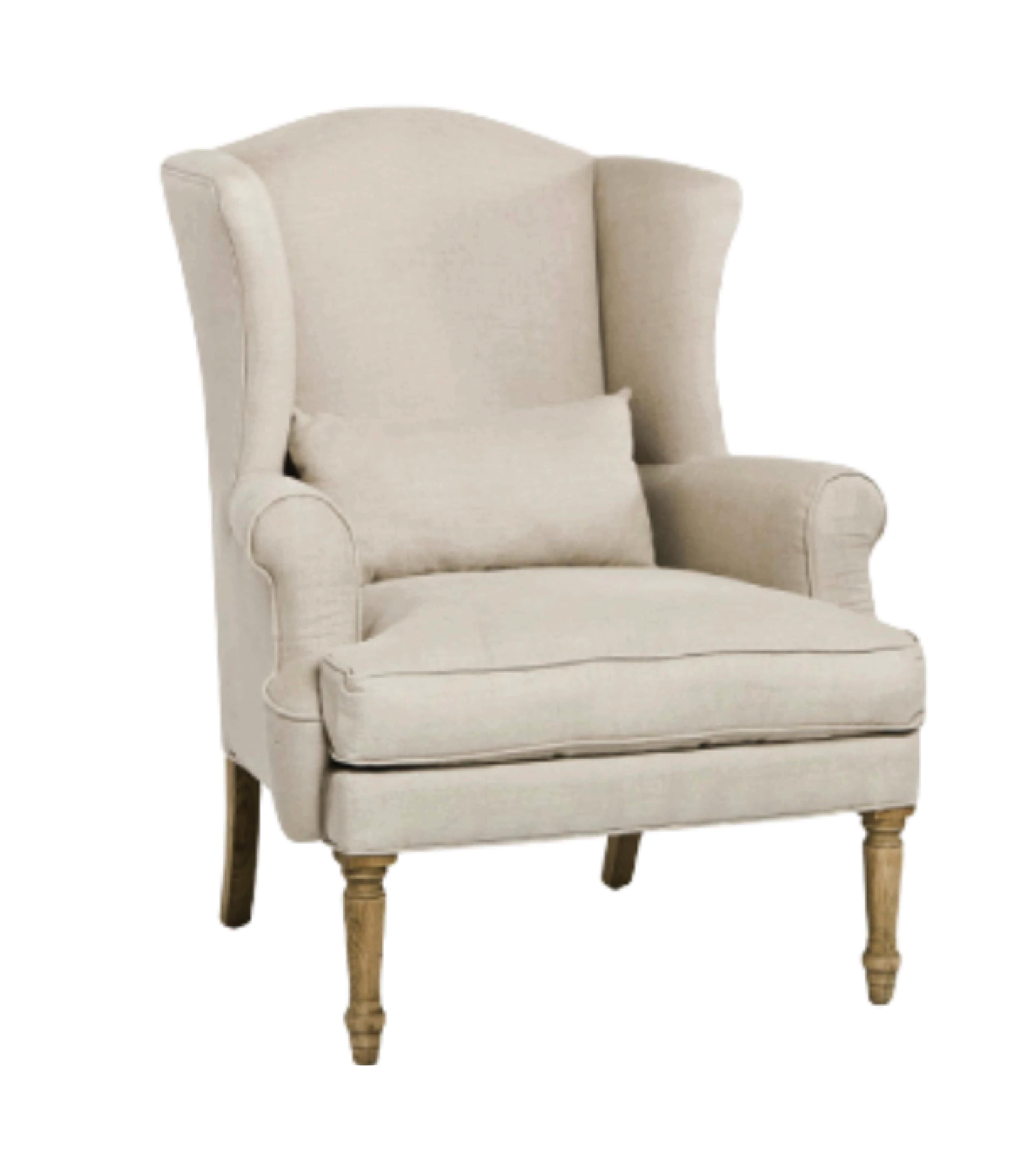 Ivory Linen Wingback Chair