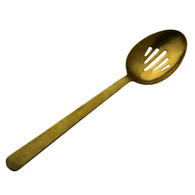 Gold Hammered Slotted Spoon, 13"
