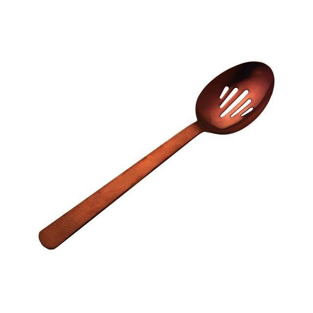 Copper Hammered Slotted Spoon 13"