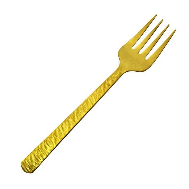 Gold Hammered Meat Fork 13"
