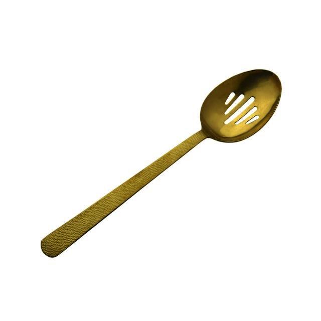 Gold Hammered Slotted Spoon 10"