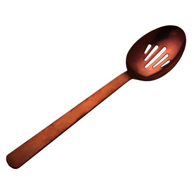 Copper Hammered Slotted Spoon 10"
