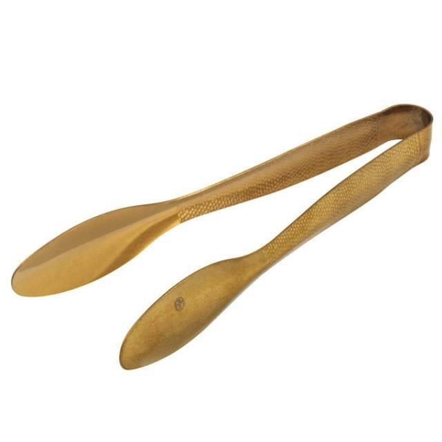 Gold Hammered Serving Tongs 9"