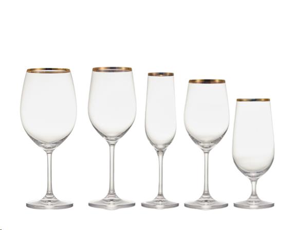 Waldorf Gold Rim Glassware Pattern