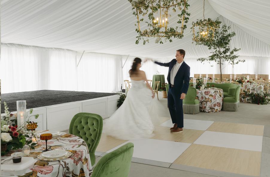 Natural Wood & White Dance Floor