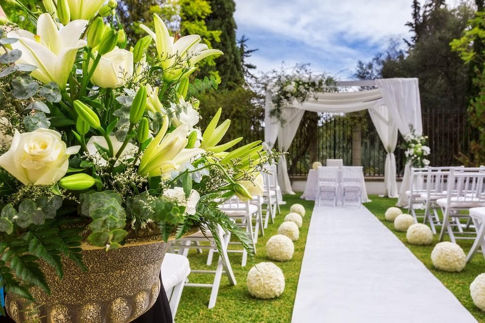 Flower Pillars outdoor wedding