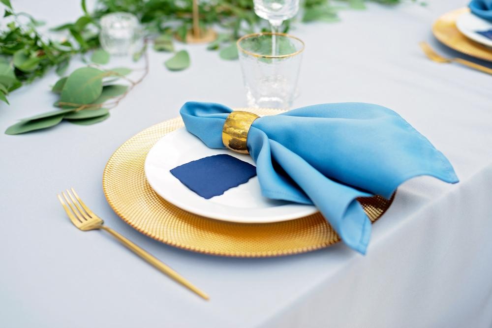 Blue and gold tabletop