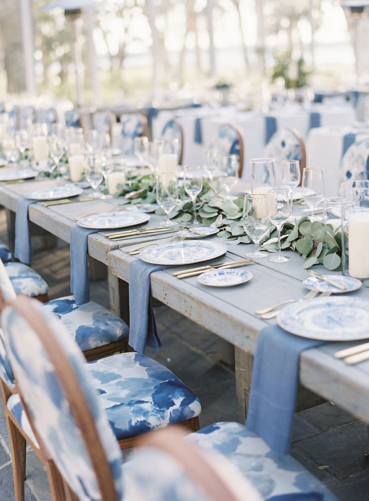 Blue winter tabletop