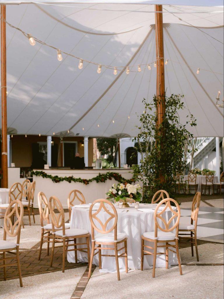 Wedding tent dining area