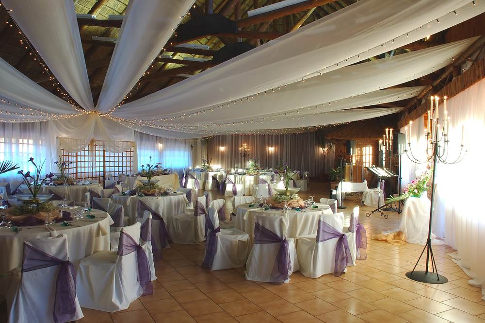 Beautiful wedding with wall and ceiling decor