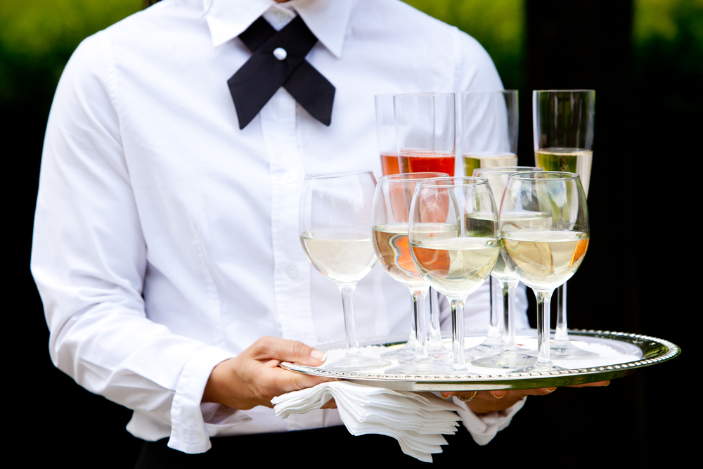 Beverages being served at a wedding reception